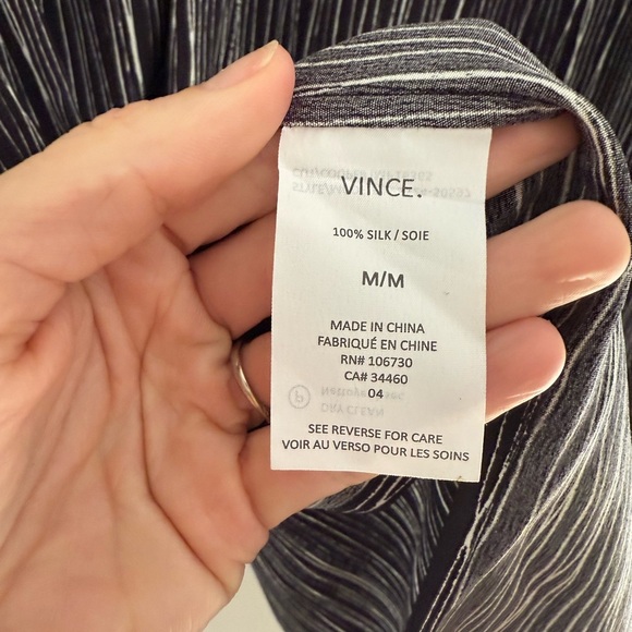 Vince Black and White Silk High Low Tunic Dress size M EUC - Picture 4 of 7